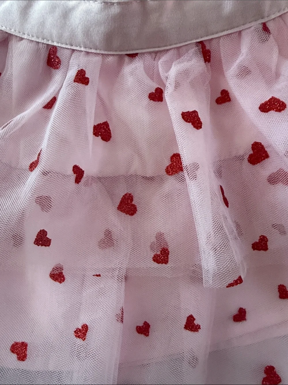 Janie and Jack Pink Tulle Skirt with Red Heart Print